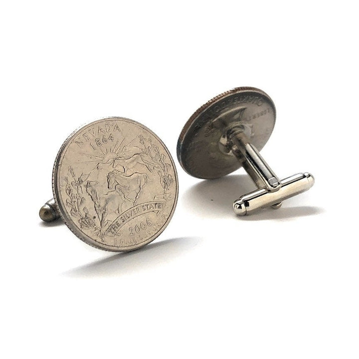 Cufflinks Nevada State Quarter Enamel Coin Jewelry Money Currency Finance Accountant Designer Handmade Las Vegas Image 4