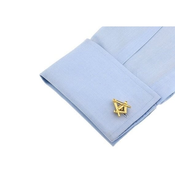 Cufflinks Gold Tone Mason Masonic Freemason Compass and Square Cut Out Cufflinks Cuff Links Image 3