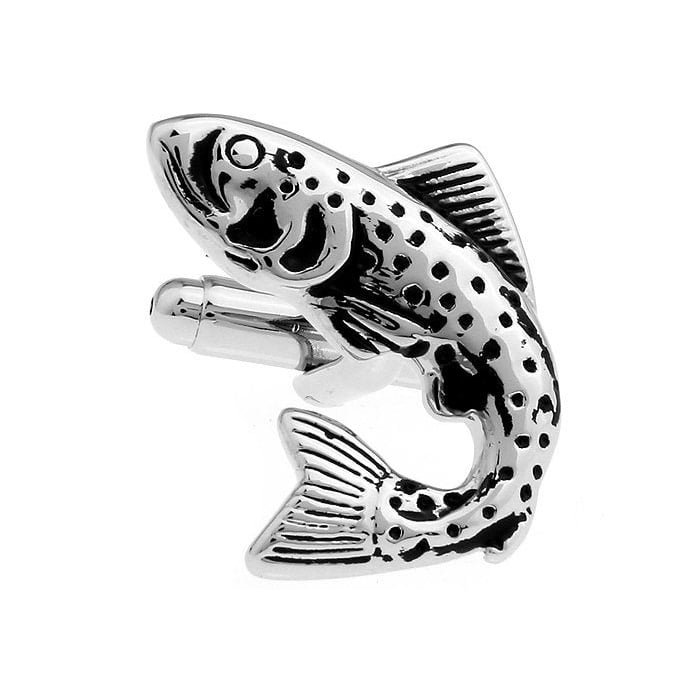 Silver Trout Fish Cufflinks Fish Sports Jewelry Great Gift for the Outdoorsman Cuff Links Image 1