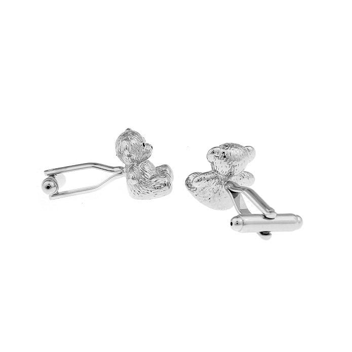 Bear Cufflinks Silver Lucky Teddy Bear Cufflinks Cuff Links Image 2