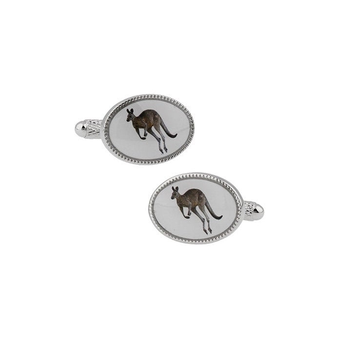 Kangaroo Cufflinks Portrait Oval Down Under Safari Enamel Collection Cuff Links Image 1