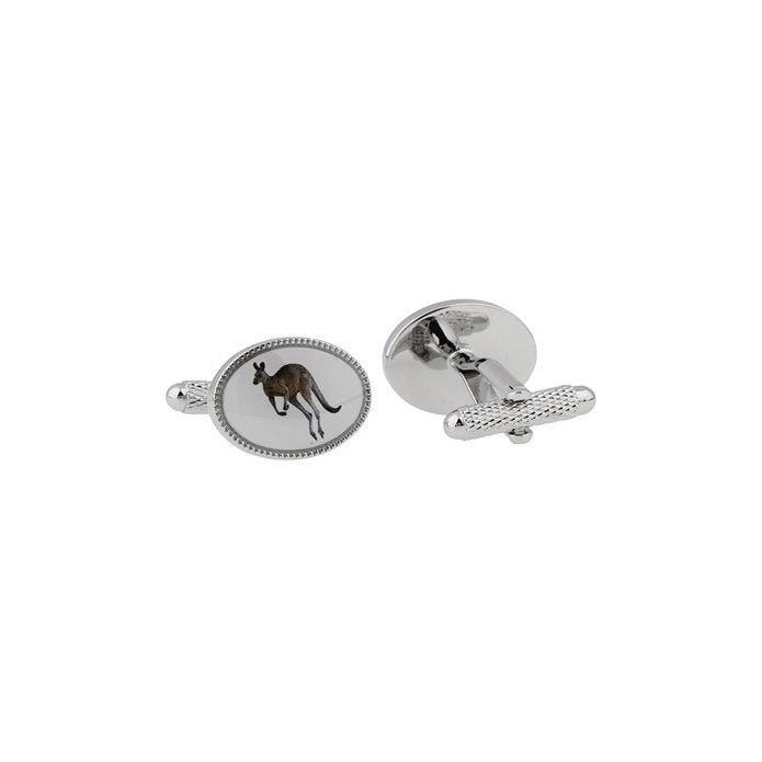 Kangaroo Cufflinks Portrait Oval Down Under Safari Enamel Collection Cuff Links Image 2