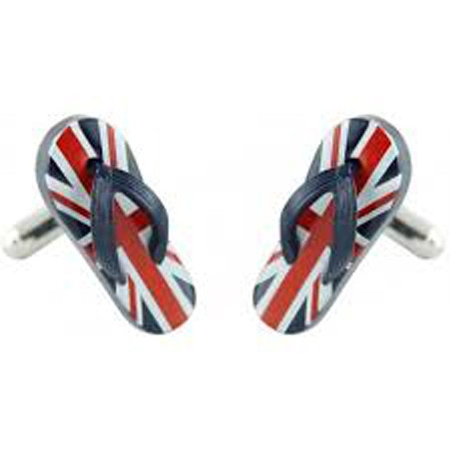 UK Flag Flip Flop Cufflinks Hot Summer Ocean Breeze Day at the Beach Shoes Cuff Links Image 1