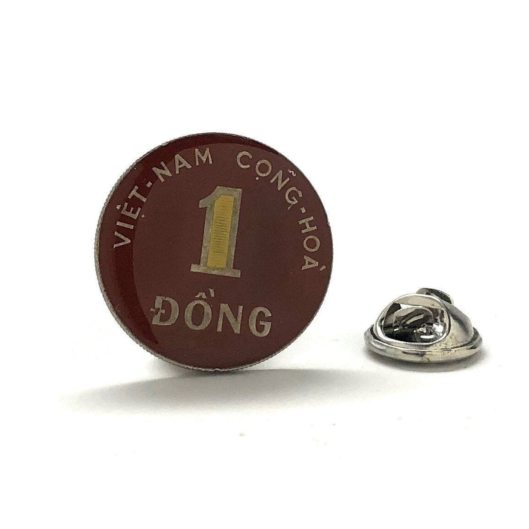 Enamel Pin Hand Painted Vietnam War Enamel Coin 1 Dong Lapel Pin Tie Tack Travel Souvenir Coins Keepsakes Cool Fun Comes Image 1