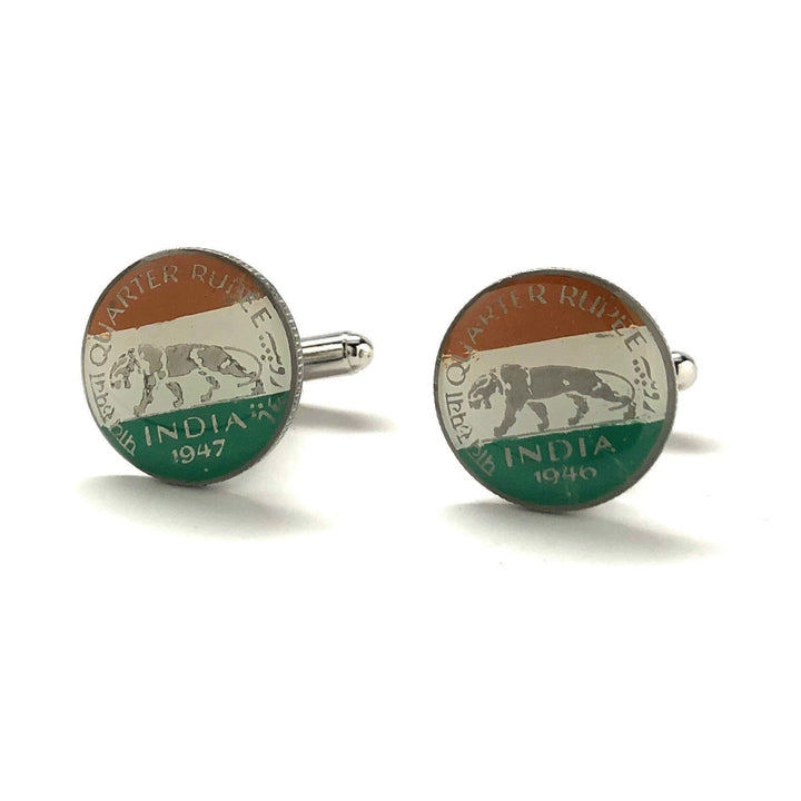 Enamel Cufflinks Hand Painted India Panther Cufflinks Old Coin Money Black Enamel Cuff Links Cool Guy Gifts Collector Image 3