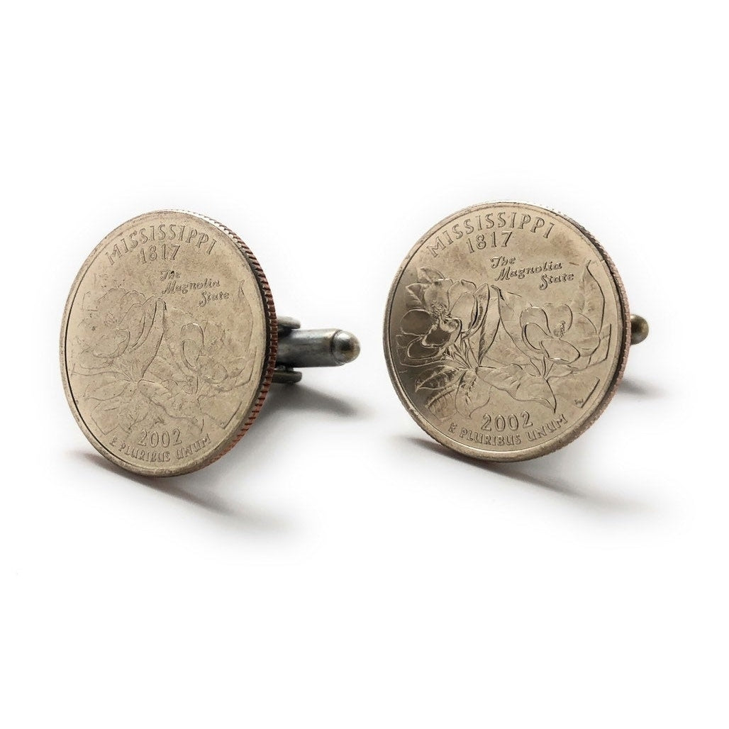 Mississippi Quarter Cufflinks Enamel Coin Jewelry Money Currency Finance Accountant Cuff Links Designer Image 4