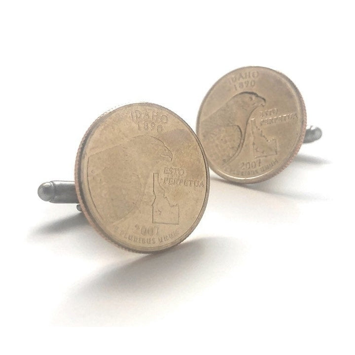 Cufflinks Idaho State Quarter Enamel Coin Jewelry Money Currency Finance Accountant Gem State Comes with Gift Box Image 2