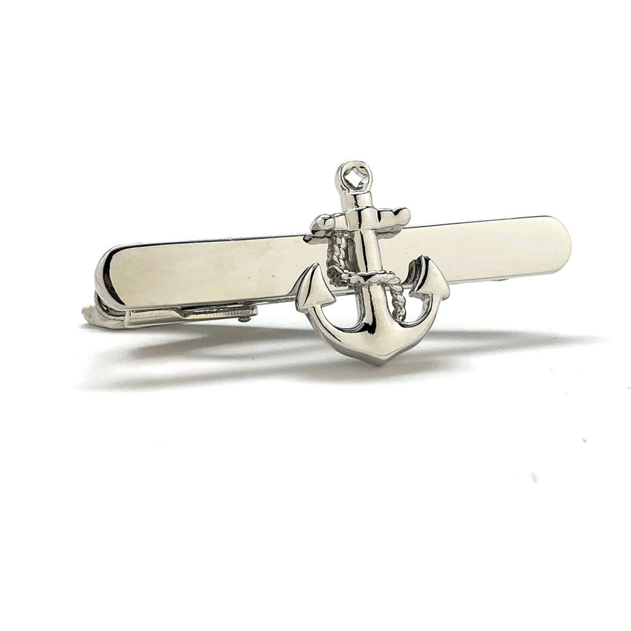 Boat Anchor Tie Clip Silver Tone Fashion Fun Cool Unique Mens Tieclip Tie Clasp Cruise Ship Sailor Comes with Box Image 1