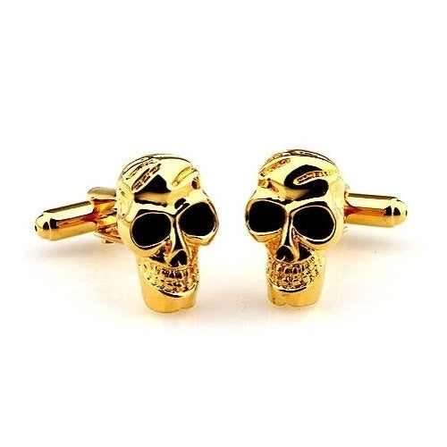 Gold Bug Eyes Skull Cufflinks Halloween Cuff Links Image 3