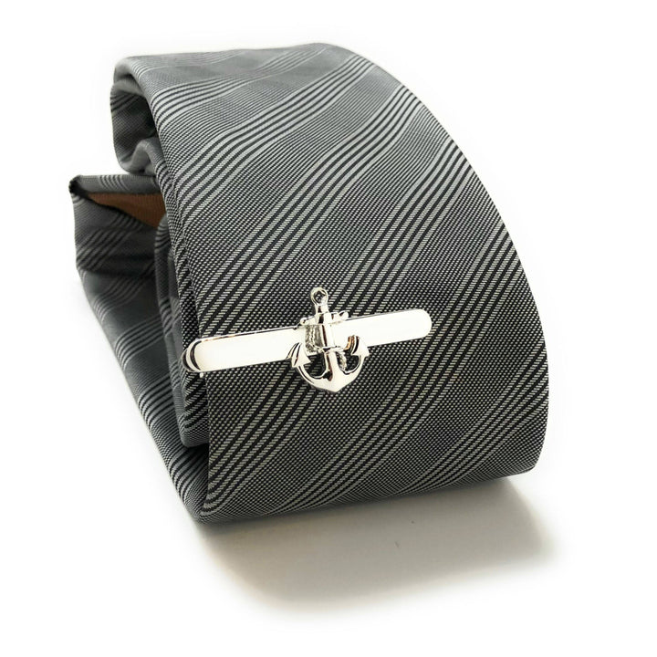 Boat Anchor Tie Clip Silver Tone Fashion Fun Cool Unique Mens Tieclip Tie Clasp Cruise Ship Sailor Comes with Box Image 4