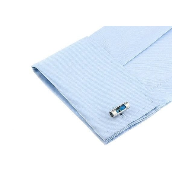 Hour Glass Cufflinks Blue Working Time Keeper Cuff Links Image 2