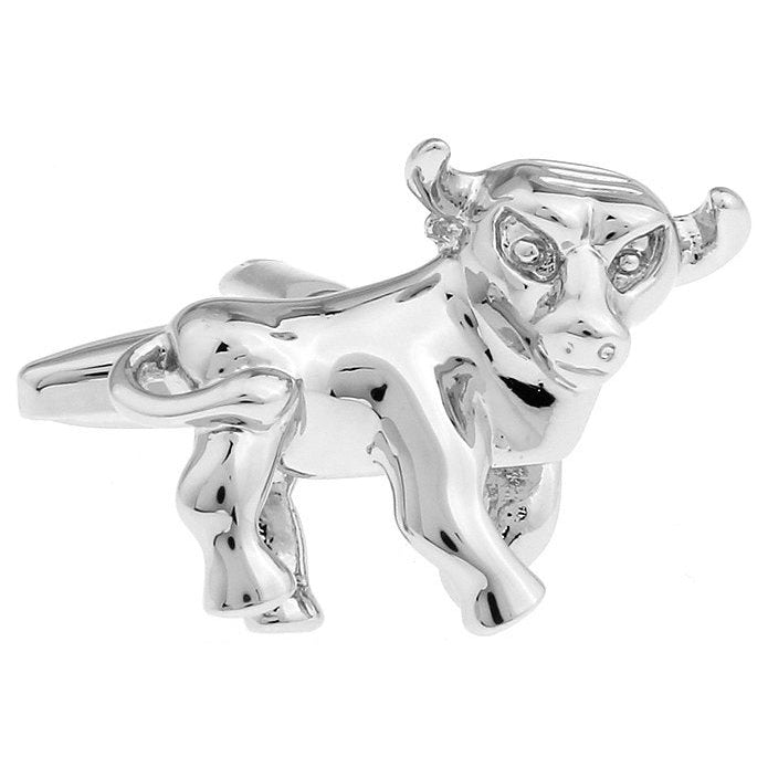 Silver Tone Bull Cufflinks Cuff Links Bull Stock Market Financial Cufflinnks Image 1