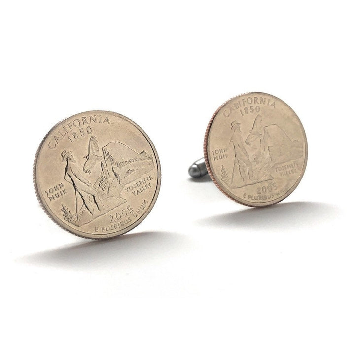 Birth Year California Cufflinks US Quarter Unique Gift Coin Jewelry Anniversary Gifts Yosemite National Park Image 1