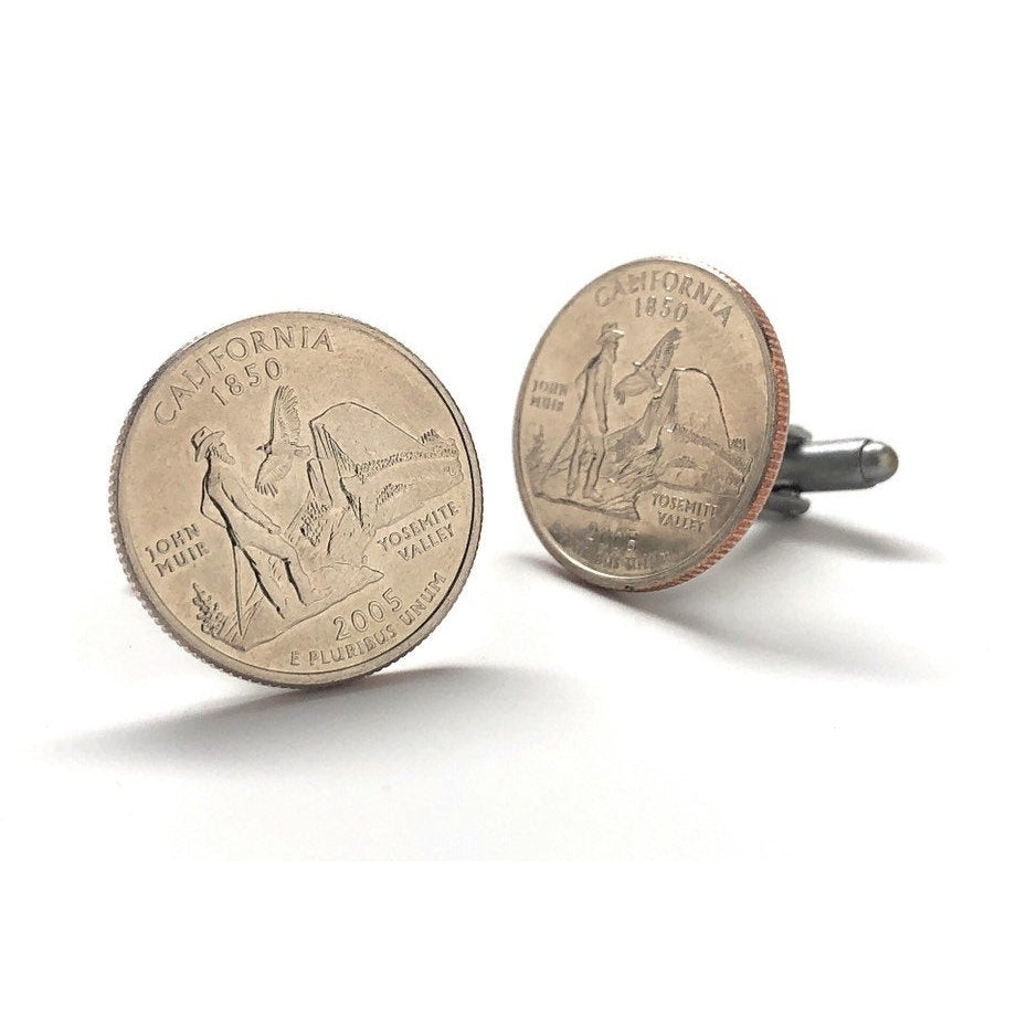 Birth Year California Cufflinks US Quarter Unique Gift Coin Jewelry Anniversary Gifts Yosemite National Park Image 2