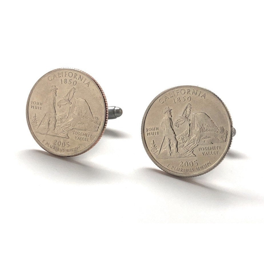 Birth Year California Cufflinks US Quarter Unique Gift Coin Jewelry Anniversary Gifts Yosemite National Park Image 4