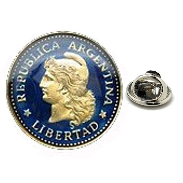 Enamel Pin Argentina Enamel Coin Lapel Pin Tie Tack Collector Pin Royal Blue Gold Coin Ireland Travel Souvenir Art Hand Image 1