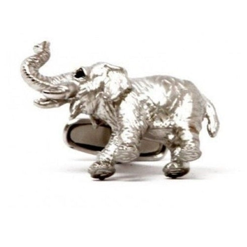 Silver Tone 3-D Safari Elephant Cufflinks African Safari Animals Cuff Links Image 1