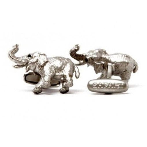 Silver Tone 3-D Safari Elephant Cufflinks African Safari Animals Cuff Links Image 2