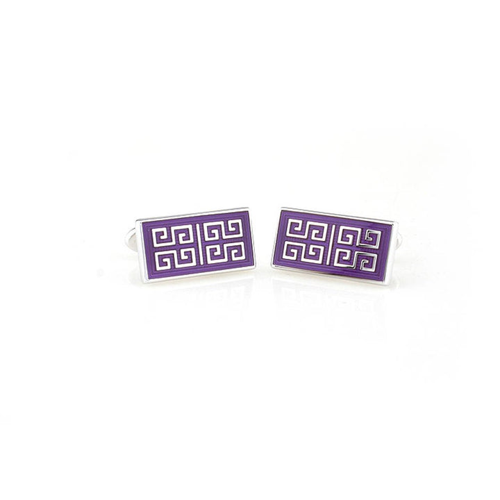 Royal Purple Cufflinks Roman Mosaic Maze Dress Rectangle Cuff Links Executive Cufflinks Image 2