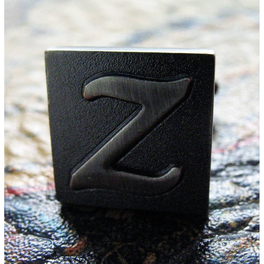 Z Initial Cufflinks Gunmetal Square 3-D Letter Z Letters English Cuff Links Groom Father of the Bride Wedding Father s Image 2