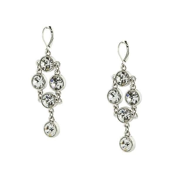 Eternitys Circle of Stone Crystal Drop Earrings Silver Toned Lever Back Spring Bridal Collection Jewelry Image 4