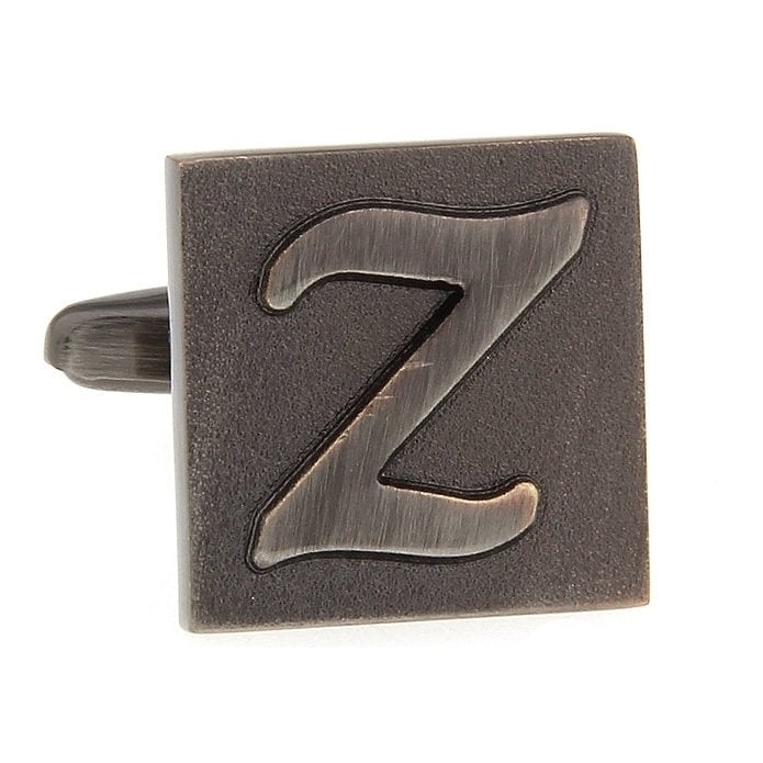 Z Initial Cufflinks Gunmetal Square 3-D Letter Z Letters English Cuff Links Groom Father of the Bride Wedding Father s Image 4