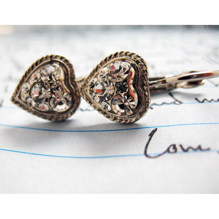 A Drop in My Heart Earrings Zarina Crystal Studded Wedding Lever Back Silk Road Jewelry Image 4