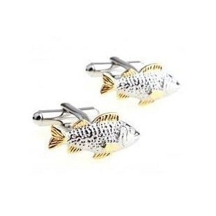 Gold and Silver Fish Carp Groper Cufflinks Fish Sports Jewelry Great Gift for the Outdoorsman Cuff Links Image 2