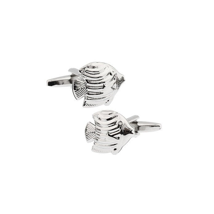 Fish Cufflinks Silver Tropical Fish Cufflinks Tank Fish Ocean Sea Cufflinks Cuff links Image 1