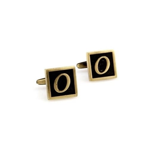 O Initial Cufflinks Antique Brass Square 3-D Letter O Vintage English Lettering Cuff Links Groom Father Bride Wedding Image 4