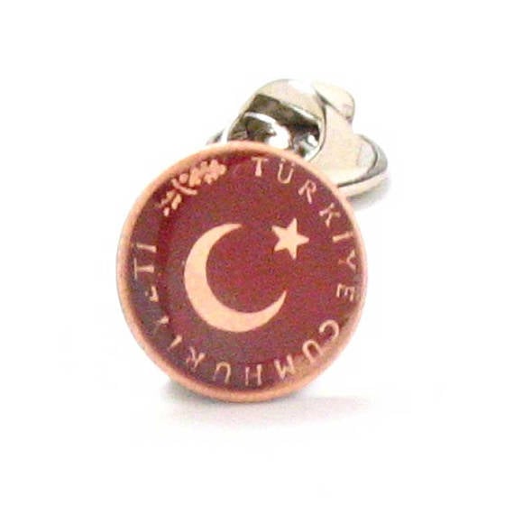 Enamel Pin Lapel Pin Hand Painted Turkey Enamel Coin Tie Tack Gifts for Him Turkish Flag Gifts for Boyfriend Gifts Image 1