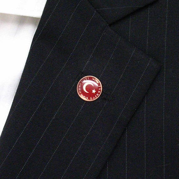 Enamel Pin Lapel Pin Hand Painted Turkey Enamel Coin Tie Tack Gifts for Him Turkish Flag Gifts for Boyfriend Gifts Image 2