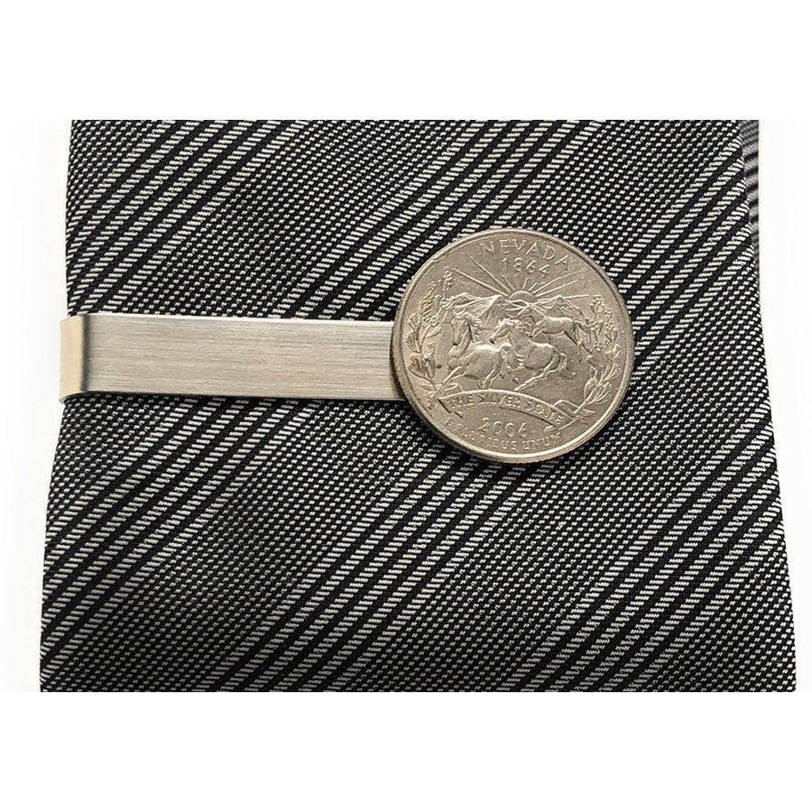 Tie Clip Nevada State Quarter Enamel Coin Tie Bar Collector Travel Souvenir Coins Keepsakes Cool Fun Horses Las Vegas Image 1