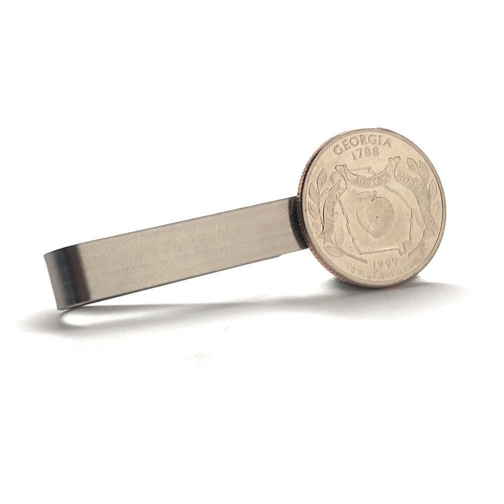 Birth Year Georgia Quarter Tie Clip  Tie Bar Suit Flag State Coin Jewelry USA Keepsakes Cool Fun Gift Box Image 2