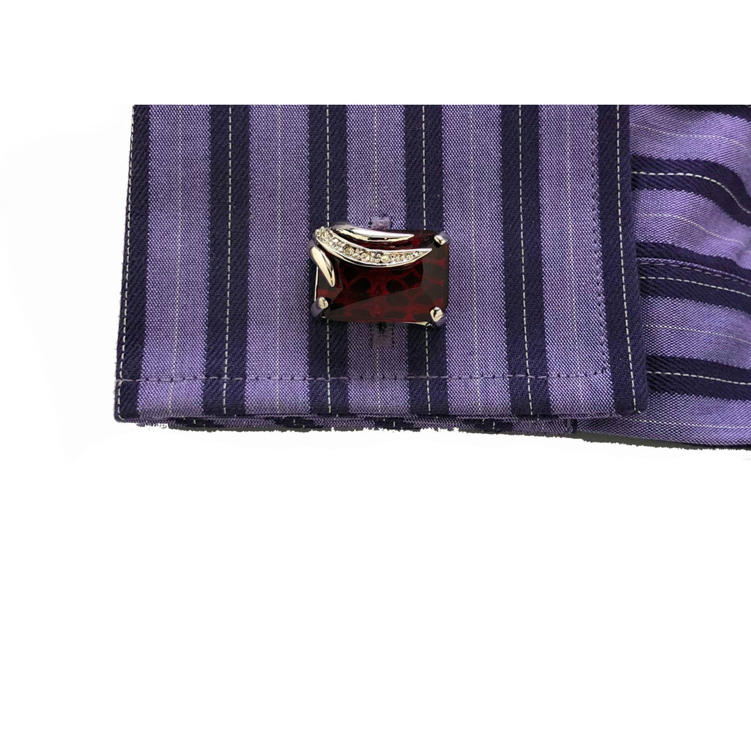 Jeremiah Bloodstone Cufflinks Cut Red Crystal Silver Wing Band White Crystals Whale Tail Backing Cuff Links Comes Harry Image 4