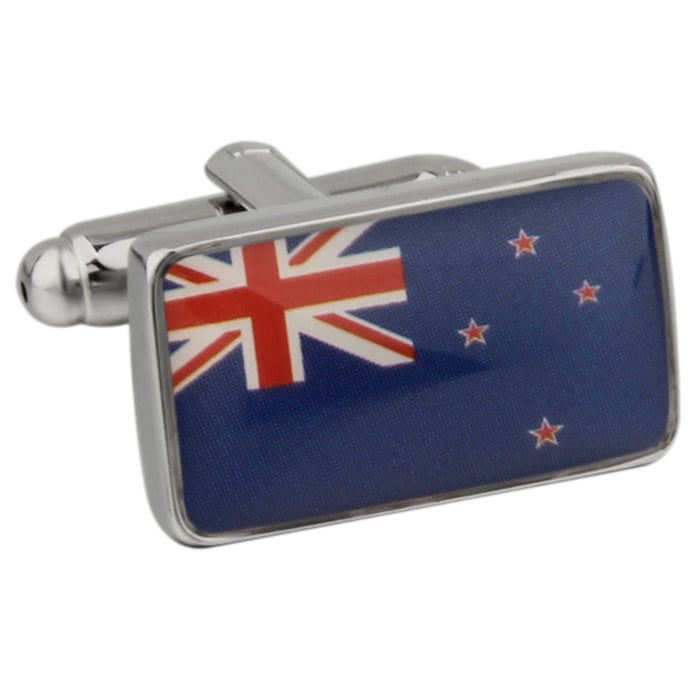 Mens Executive Cufflinks Shiny Silver Zealand Flag Southern Cross Flag Cuff Links Image 1