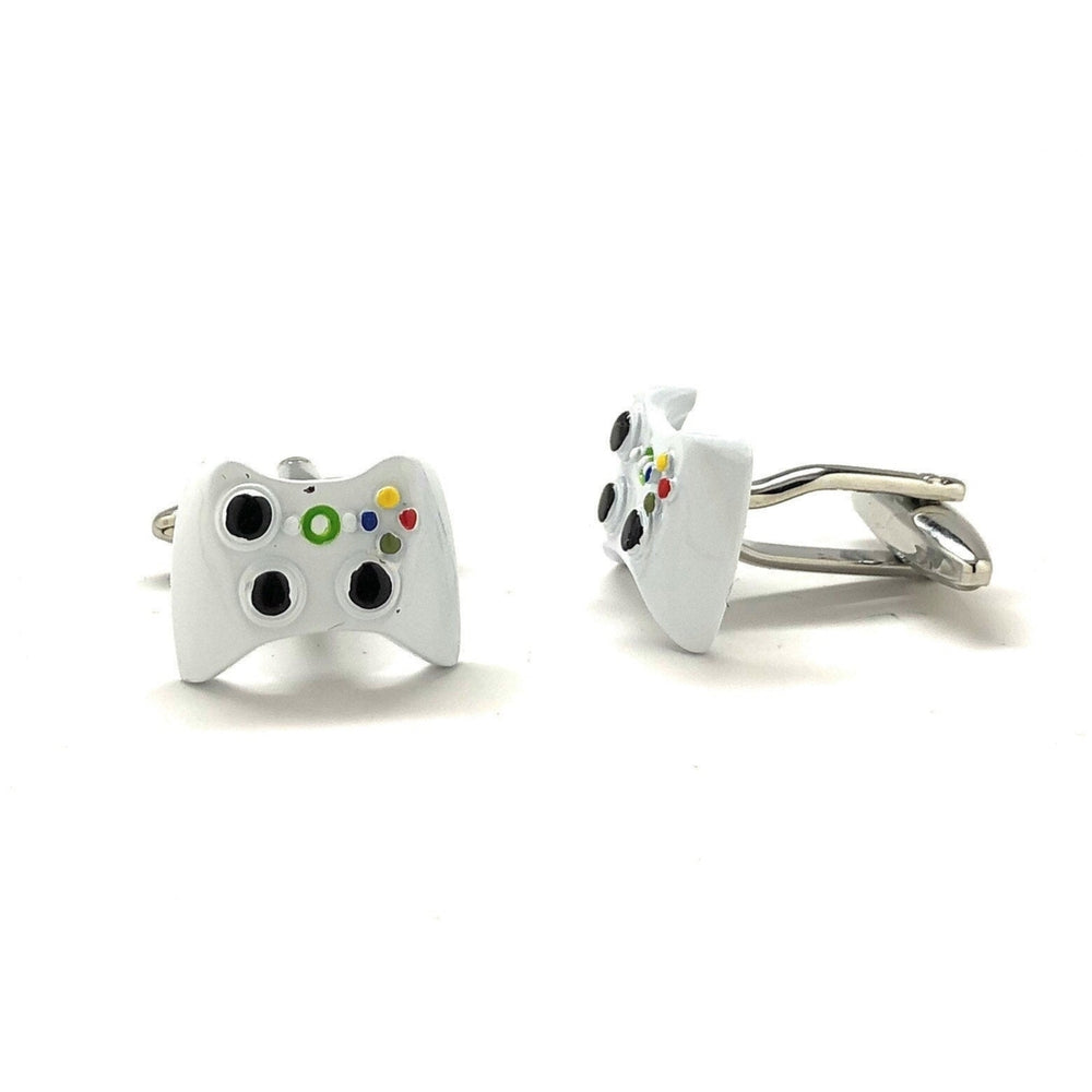 Cufflinks Video Game Controller White Edition Video Gamer Cuff Links Fun Nerdy Custom Cufflinks Cool Unique White Image 2