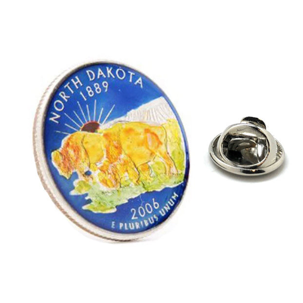 Enamel Pin Hand Painted North Dakota State Quarter Enamel Coin Lapel Pin Tie Tack Collector Pin Travel Souvenir Coin Image 6