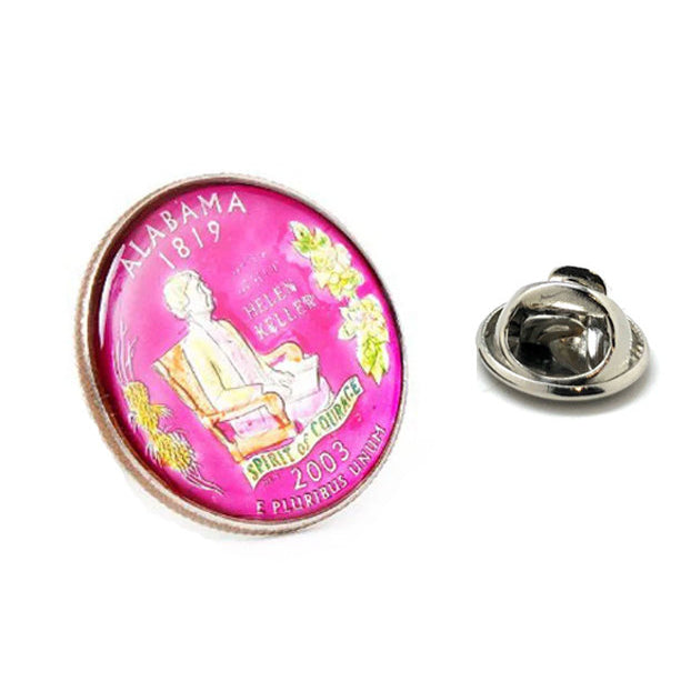 Enamel Pin Hand Painted Alabama State Quarter Enamel Coin Lapel Pin Tie Tack Travel Souvenir Coins Keepsakes Cool Fun Image 1