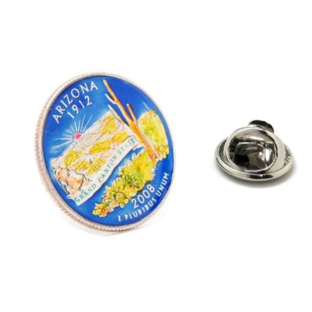 Enamel Pin Hand Painted Arizona State Quarter Enamel Coin Lapel Pin Tie Tack Travel Souvenir Coins Keepsakes Cool Fun Image 1