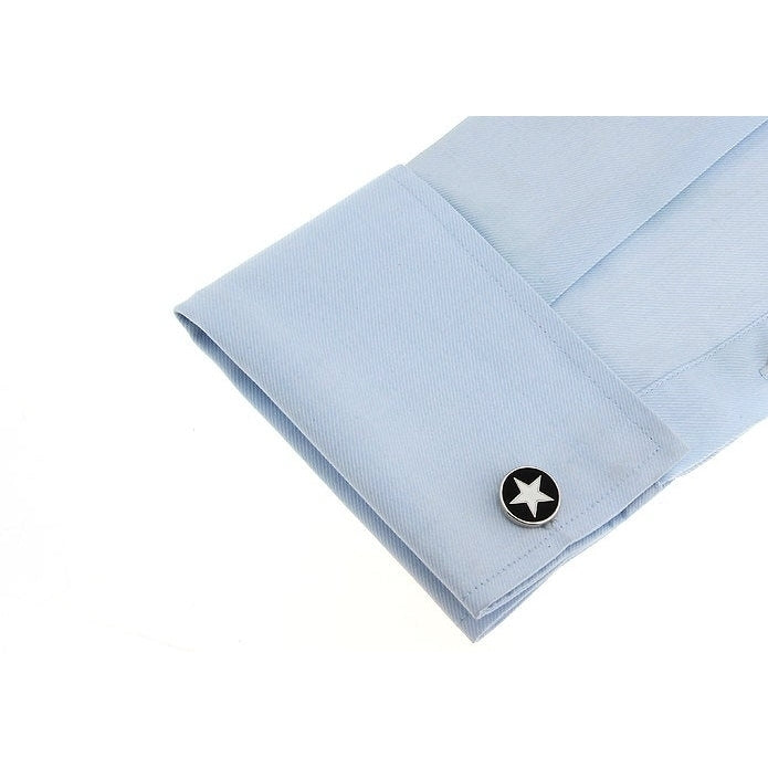 Star Cufflinks Black and White Enamel Star of Texas Cufflinks Cuff Links Image 3