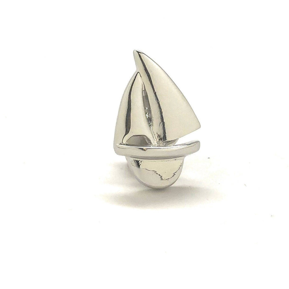 Enamel Pin Sailboat Lapel Pin Silver Tone Sailing Boat Ocean Cruse Sail the Seven Seas Popular Mens Jewelry Unique Image 2