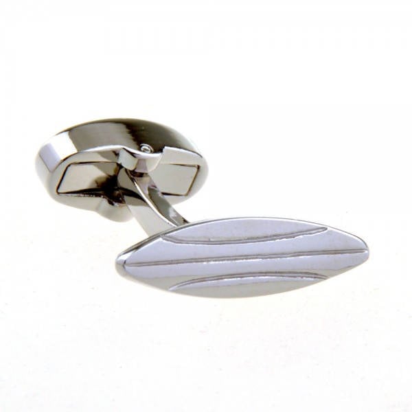 Surfboard Cufflinks Silver Tone Hawaii Catching the Waves Tropical Paradise Waters Surf board Whale Tail Backing Cuff Image 2