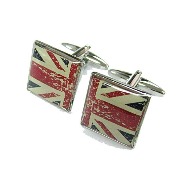 Union Jack Cufflinks UK Union Jack Distressed London British Flag Cuff Links Image 1