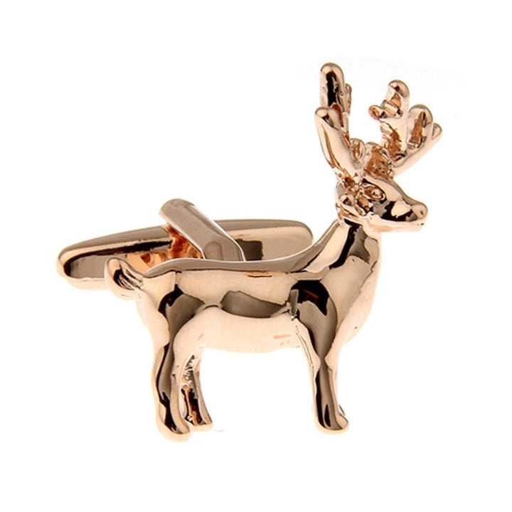 Rose Gold Reindeer Deer Cuff Links Majestic Deer Buck Cufflinks Image 1