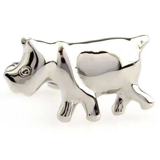 Running Rhino Cufflinks Silver Rhinoceros African Safari Animals Cuff Links Africa Zoo Keeper Image 1