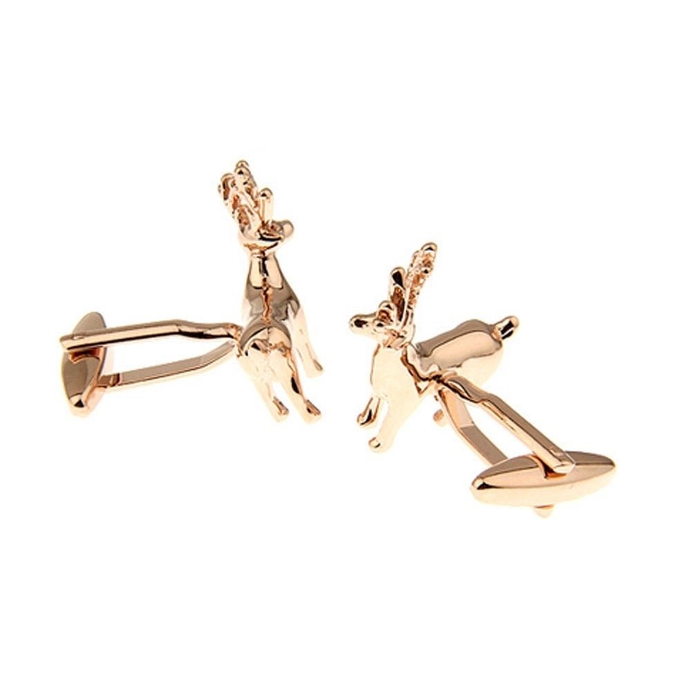 Rose Gold Reindeer Deer Cuff Links Majestic Deer Buck Cufflinks Image 2