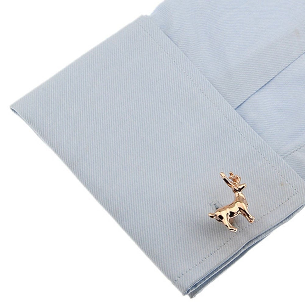 Rose Gold Reindeer Deer Cuff Links Majestic Deer Buck Cufflinks Image 3