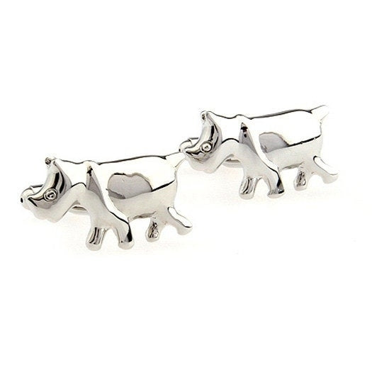 Running Rhino Cufflinks Silver Rhinoceros African Safari Animals Cuff Links Africa Zoo Keeper Image 2