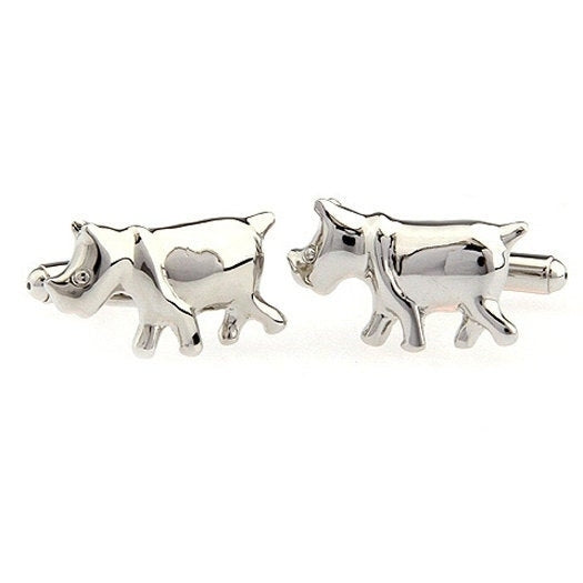 Running Rhino Cufflinks Silver Rhinoceros African Safari Animals Cuff Links Africa Zoo Keeper Image 3